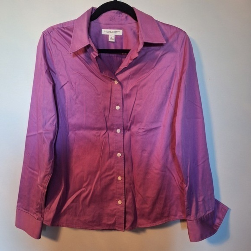 Banana Republic Button Down Dress Shirt Purple/Pink Womens Size 8